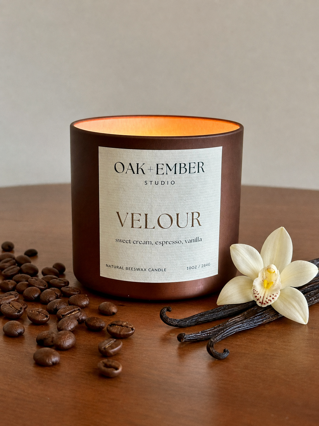 Velour | Sweet Cream, Espresso, Vanilla | Non-toxic Beeswax Candle