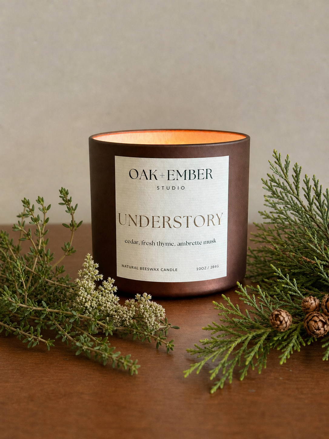 Understory | Spiced Cedar, Fresh Herbs, Musk | Non-toxic Beeswax Candle