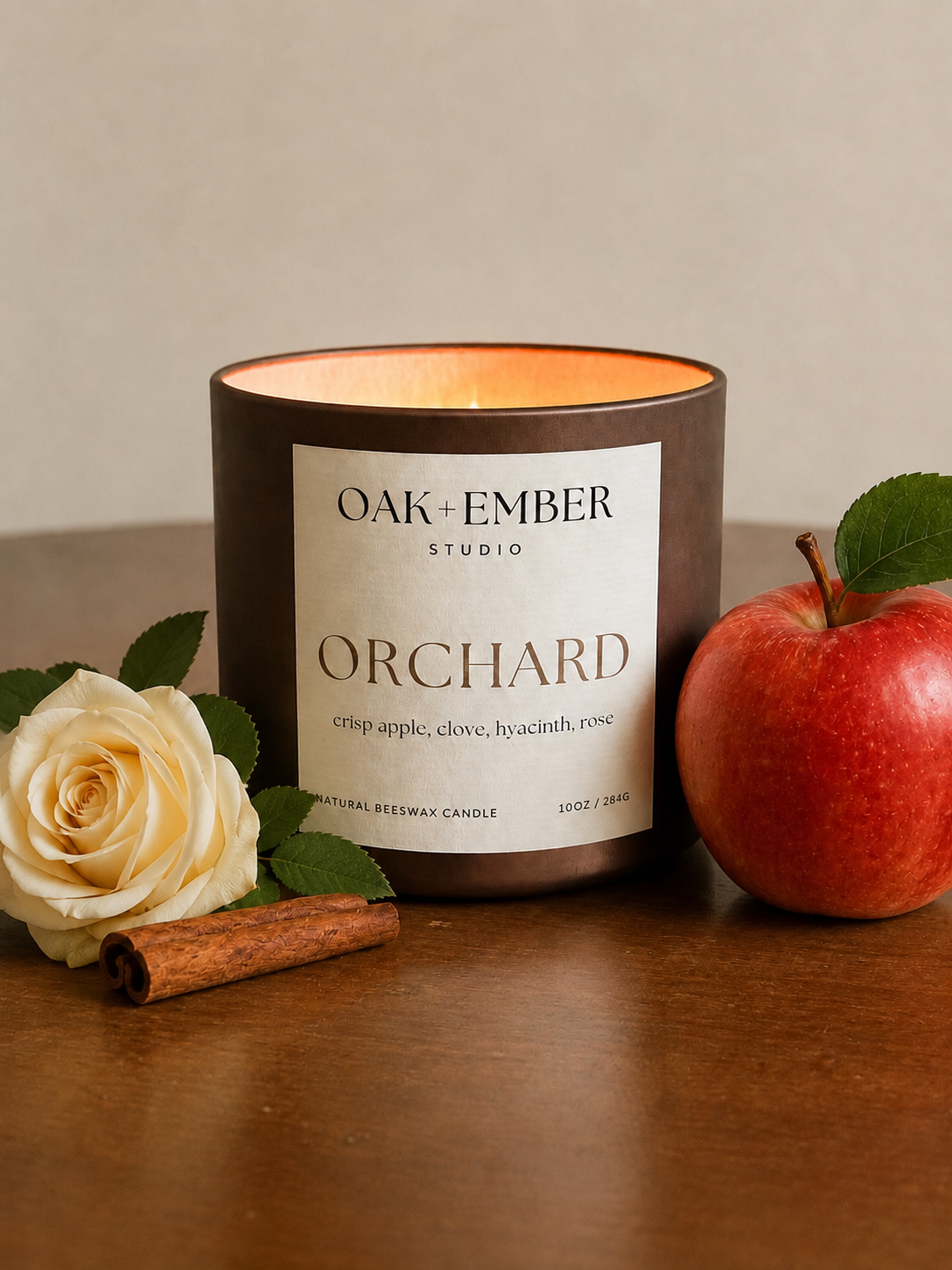 Orchard | Apple, Clove, Warm Floral | Non-toxic Beeswax Candle